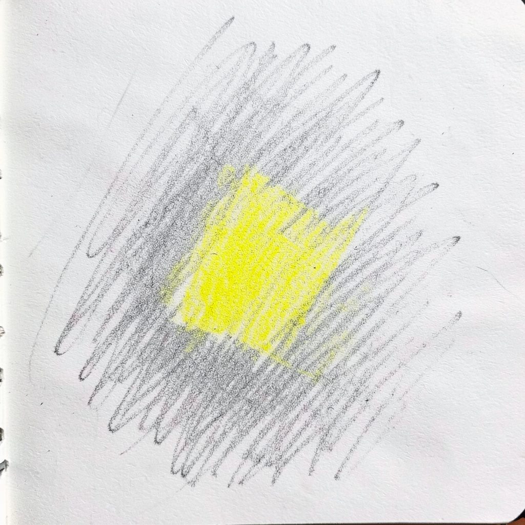 Official document with a blank space where a field should be, graphite pencil sketch