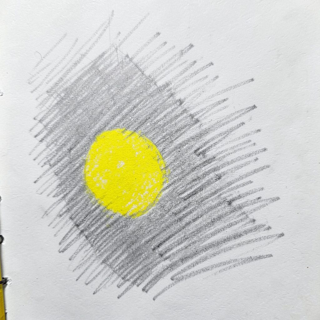 Open notebook with handwritten Vietnamese text, graphite pencil sketch on textured paper