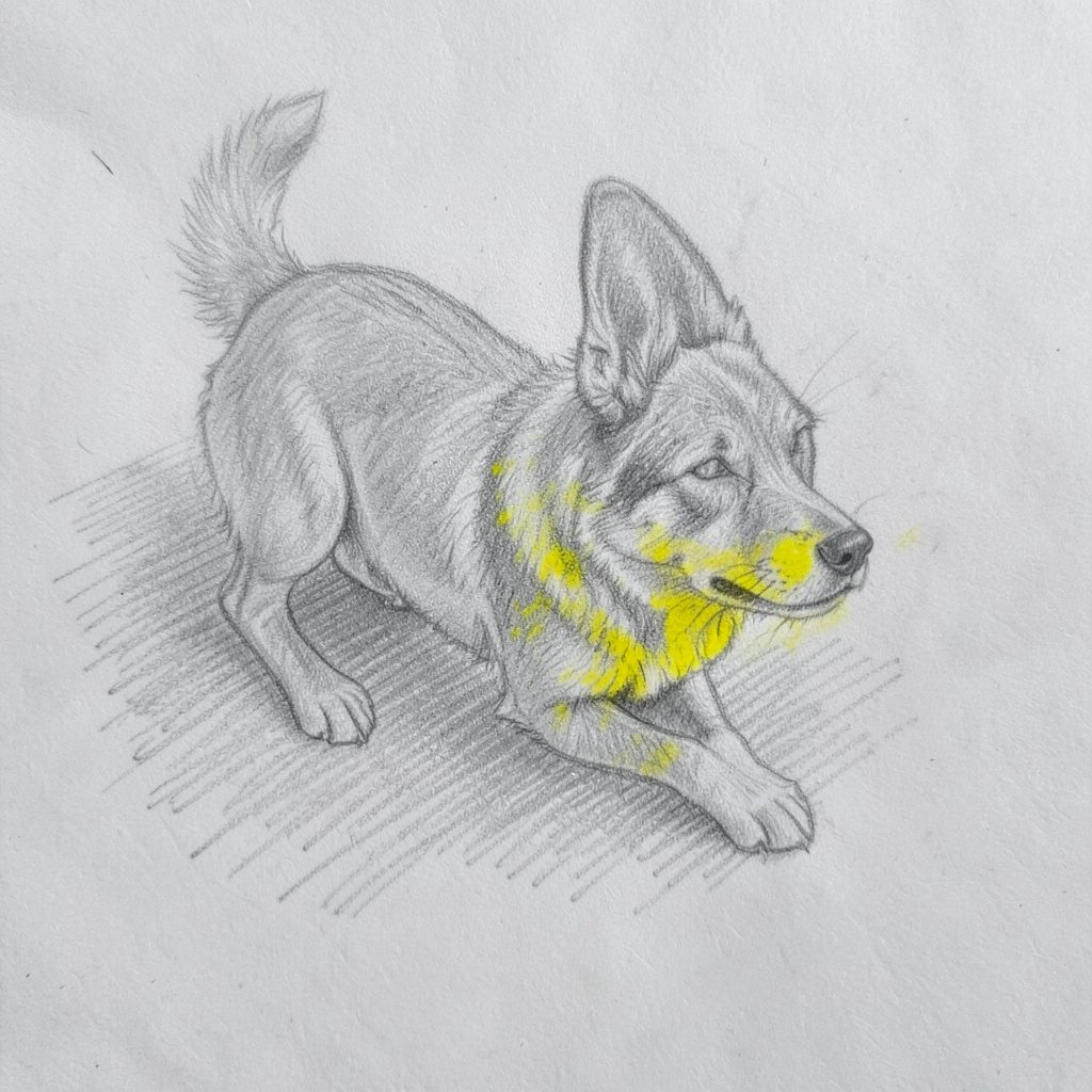Envelope with a wax seal, formal letter, graphite pencil sketch